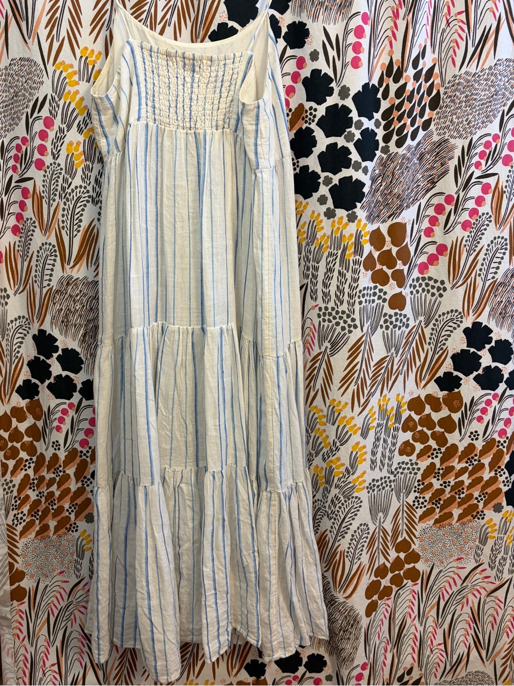 Madewell Striped White & Blue Linen Tiered Sundress - Picture 4 of 11